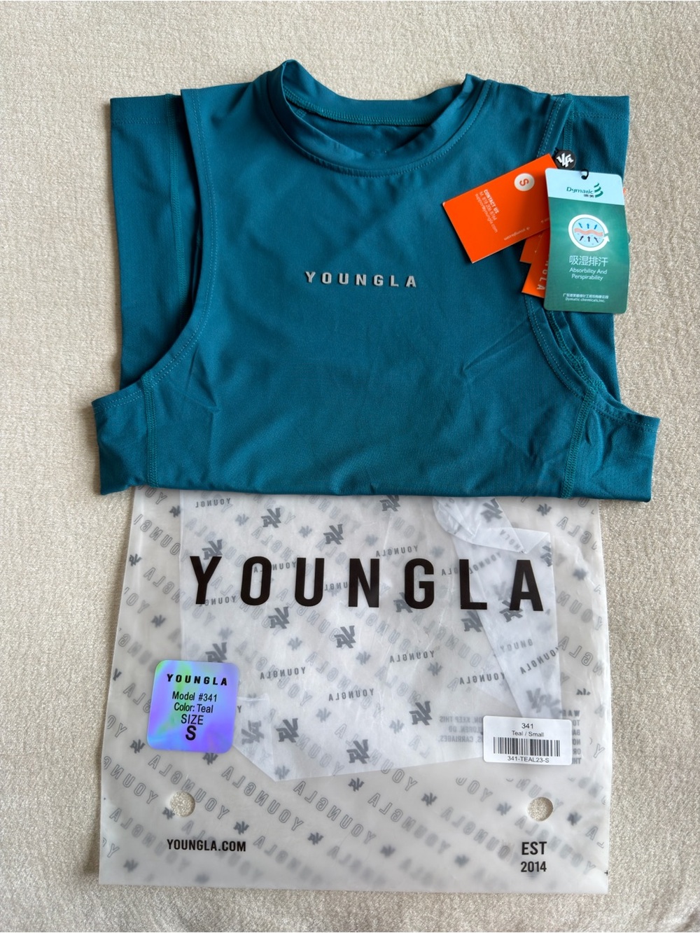 Youngla mens Teal compression tank SMALL